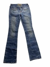 Hint Jeans Womens 0 26 Cotton Blend Blue Boot Leg Distressed - $19.75