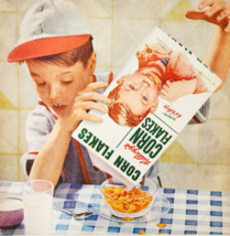1954 Kellogg&#39;s Corn Flakes Cereal Advertisement Vintage Breakfast Foods ... - $29.99