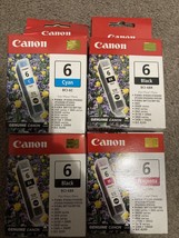 4 Genuine Canon BCI Ink Cartridges NEW Factory Sealed 2 Black 1 Magenta 1 Cyan - £15.21 GBP