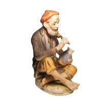 Vintage Figurine Old Man Smoking Pipe Painter Artist Taiwan Artmark Porcelain - £15.75 GBP