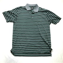 FootJoy Polo Shirt Mens L Gray Green White Striped Short Sleeve Golf Breathable - £14.89 GBP