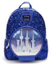 Loungefly Disney Cinderella Castle Snow Globe Sequin Mini Backpack - £102.21 GBP