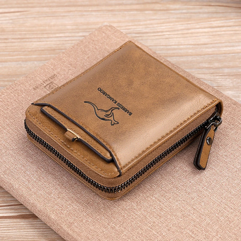 Leather Wallet	for Men Fashion Cardholder Men&#39;s	Luxury Designer Purse with Zippe - £51.41 GBP