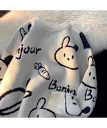 Cartoon rabbit Y2k Harajuku kawaii retro knitted warm oversized sweatshi... - £19.95 GBP