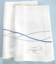 Sferra Cade Linen Dinner Napkins 2 PC. Embroidered Triple Line (Sky) 20x... - $36.53