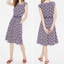 Boden Bernice Jersey Print Midi Dress  Floral Sleeveless Size 6R Ribbon Waist - £34.59 GBP
