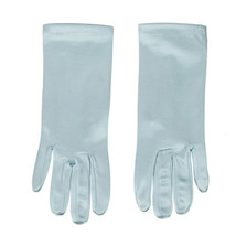 Bridal Prom Costume Adult Satin Gloves Lt Blue Solid Wrist Length Party New - $10.69