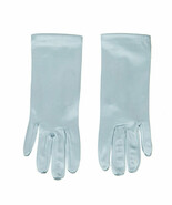 Bridal Prom Costume Adult Satin Gloves Lt Blue Solid Wrist Length Party New - $10.69