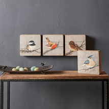 Rustic Wood Bird Plaque (Set of 4) - $1,913.38 MXN