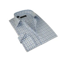 Men Mondego 100% Cotton Dress Sport Classic Business shirt sn100 blue checker image 3