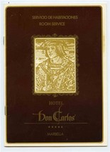 Hotel Don Carlos Room Service Menu Marbella Spain Costa Del Sol - £13.96 GBP