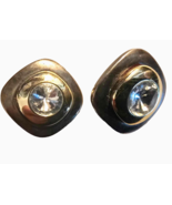 VINTAGE SILVER AND GOLD COLOR  LARGE CLIP ON EARRINGS IRIS APFEL STYLE - €13,67 EUR