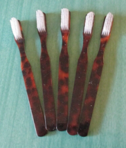Set of 5 ALAN STUART Rare Vintage Toothbrushes- AMBER &amp; BLACK DESIGN - NOS - $12.99