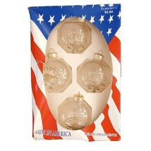 God Bless America Glass Balls Christmas Ornaments Walmart Made in USA 4 Set VTG - £2.98 GBP