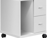 White Hollow-Core 2 Drawer Computer Stand On Castors - £185.88 GBP