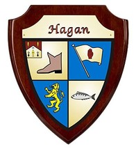 Hagan Irish Coat of Arms Shield Plaque - Rosewood Finish - £34.77 GBP