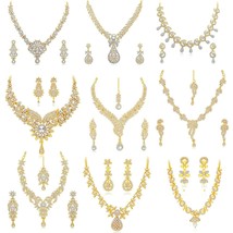 9 X Indiano Bollywood Placcato Oro Matrimonio Gioielli Austriaci Diamond Collana - $59.38