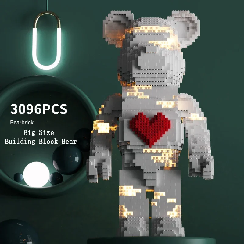 Creative Expert MOC Love Violent Bear 73CM Large Gloom Bearbrick Model Light - £33.27 GBP+