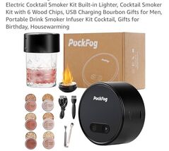 Electric Whiskey Smoker Kit Built-in Lighter, No Butane Needed, Recharge... - $39.48