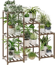 Bamworld Plant Stand Indoor Plant Shelf Outdoor Wood Plant Rack For Multiple - £26.27 GBP