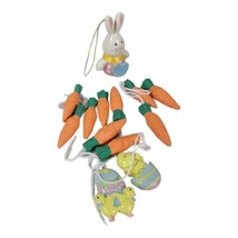 13 Vintage Miniature Wooden Easter Tree Ornaments Carrot Eggs chick Bunny - £14.67 GBP