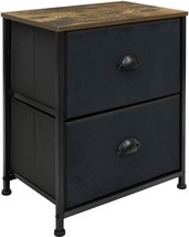 Bedside Night Table w 2 Drawers, Small Dresser for Bedroom, Wood Farmhouse Style - £59.14 GBP