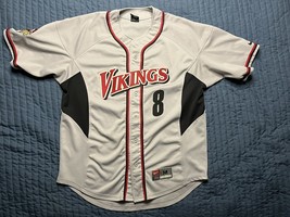 Nike Vikings Baseball Jersey #8 Adult Medium Gray Embroidered Logo - $16.00