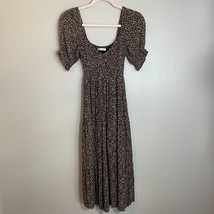 Abercrombie &amp; Fitch Floral Smocking Midi Dress XXS Puff Sleeve Side Slit... - $32.00