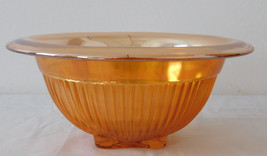 Vintage Federal Glass Iridescent Marigold Carnival Ribbed 8 3/4 Inch Mix... - £11.85 GBP