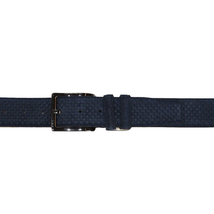 Men Genuine Basket weave Suede Soft Leather Belt PIERO ROSSI Turkey # 1002 Navy image 3