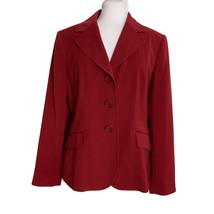East 5th Womens Blazer Size 12 Petite Red Nanotex Fabric Lined Machine Wash Work - £14.79 GBP