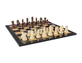 Dubrovnik Chess set ZAGREB 5P BLACK- Chess Board Black  + Chess Pieces 3,5" - $69.20