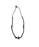 18” Boho Beaded Necklace Blue Brown Artisan Adjustable Cord Ethnic Triba... - $16.20