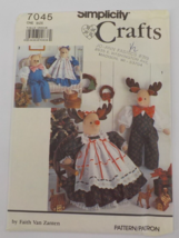 Simplicity Crafts Pattern #7045 Reindeer & Bear W/ Clothes Boy Girl Uncut 1990 - £6.28 GBP
