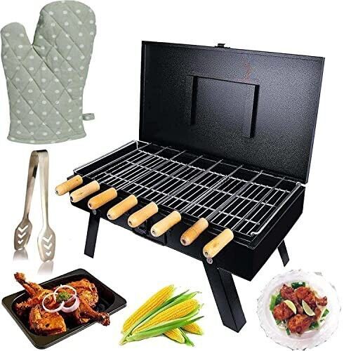 Primary image for Jabells  Foldable Charcoal Barbeque Grill 8 Skewers for camping hiking Outdoor a