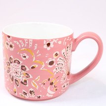 Pink And Yellow Floral Coffee Mug Tea Cup 14 oz Stoneware Colorful By Th... - $10.65