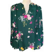 Old Navy Green Floral Spring Blouse Long Sleeve Large V-Neck Peplum New - $29.69