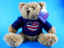 Happy Birthday Teddy Bear Plush March of Dimes Plushland 8" with Sweater W Tag - $12.86