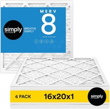 Simply 16X20X1 Air Filter, Merv 8, Mpr 600, 6 Pack, For Home, &amp; Allergy ... - $50.99