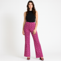VTG 70s Mod Purple Diamond Polyester Bell Bottom Pants Deadstock Sz 14 - $111.07 CAD