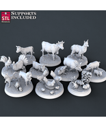 3D Printed STL Miniatures Farm Animals Set | 28 - 32mm War Gaming D&amp;D - $178.33 MXN+