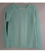 St. John&#39;s Bay Women&#39;s Cable Knit Open Knit Sweater Mint Green Size Small - $358.41 MXN