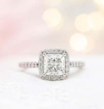 Vintage Victorian Women Ring, 2.75 Ct White Princess Cut Diamond Engagement Ring - £69.54 GBP