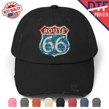 Retro Vintage Route 66 Hat Car Motorcycle Classic Distressed Cap DTF Pri... - $24.99