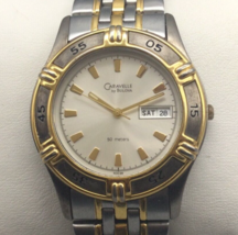 Caravelle Bulova Watch Unisex 35mm Silver Gold Tone Date 50M New Battery 7.25&quot; - £39.14 GBP