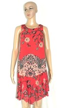 Free People Intimately Red Floral Tiered Hem Tied Open Back Dress Wm Small - £27.56 GBP