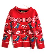 Maximus Rex Fair Isle T-Rex Dinosaur Ugly Christmas Knit Sweater Red Size 5 - $380.15 MXN