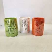 Rae Dunn Lot Of 3 Scented Halloween Candles Iridescent Green Orange White 13.2oz - £37.80 GBP
