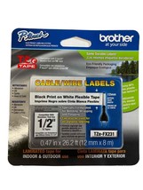 NEW Brother P-touch TZe-FX231 Label Maker 1/2&quot; Black Print White Cable Wire Tape - £11.73 GBP