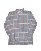 Vintage 80s Lee Flannel Shirt Mens S Blue Plaid Paisley Rockabilly USA Made - $34.77